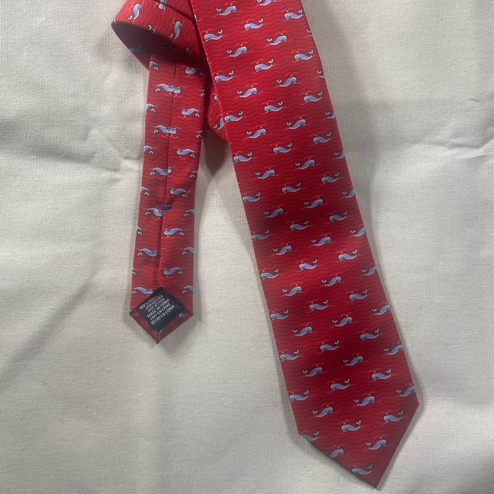 Nautica Red Silk Tieβ with Small Blue Whale Pattern